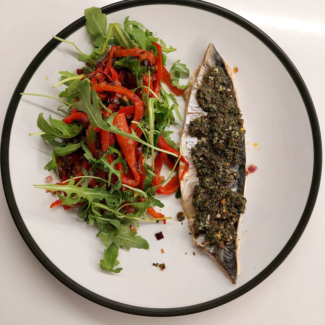Grilled Italian Mackerel with Chunky Salsa Verde