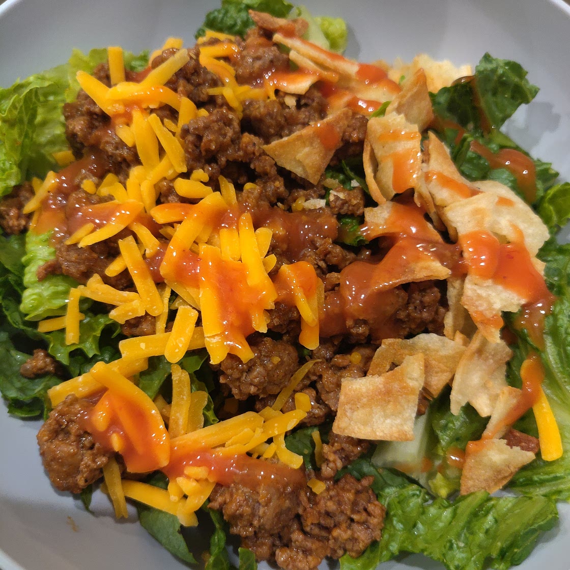 Beef Taco Salad with Cheddar & Catalina Dressing