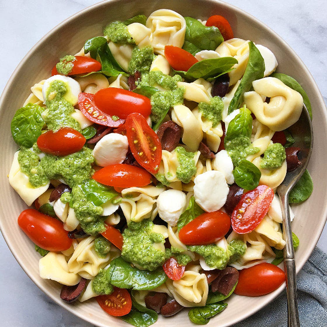 Basil Pesto Tortellini Pasta Salad