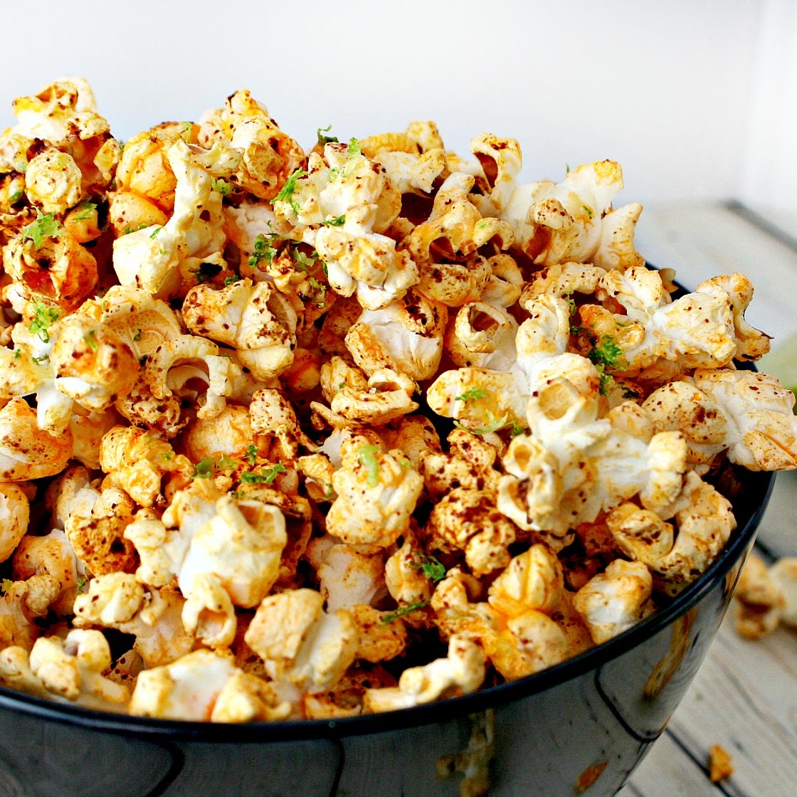 Chili and Lime Popcorn (Popped in Coconut Oil)