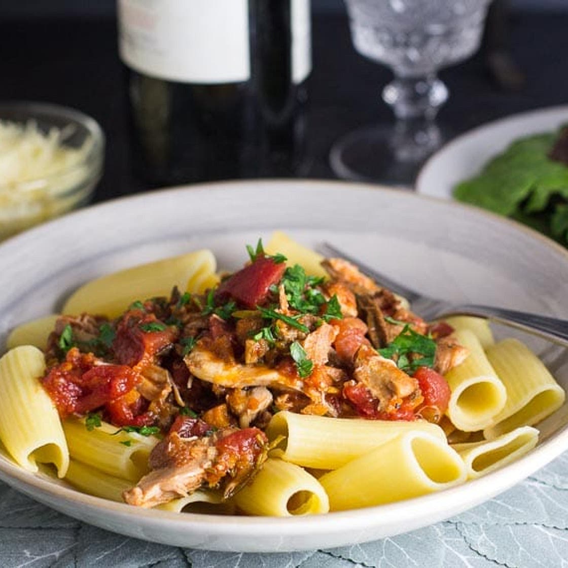 Low FODMAP Braised Chicken & Mushroom Ragu