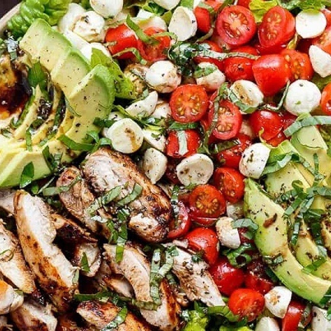 Chicken Avocado Caprese Salad