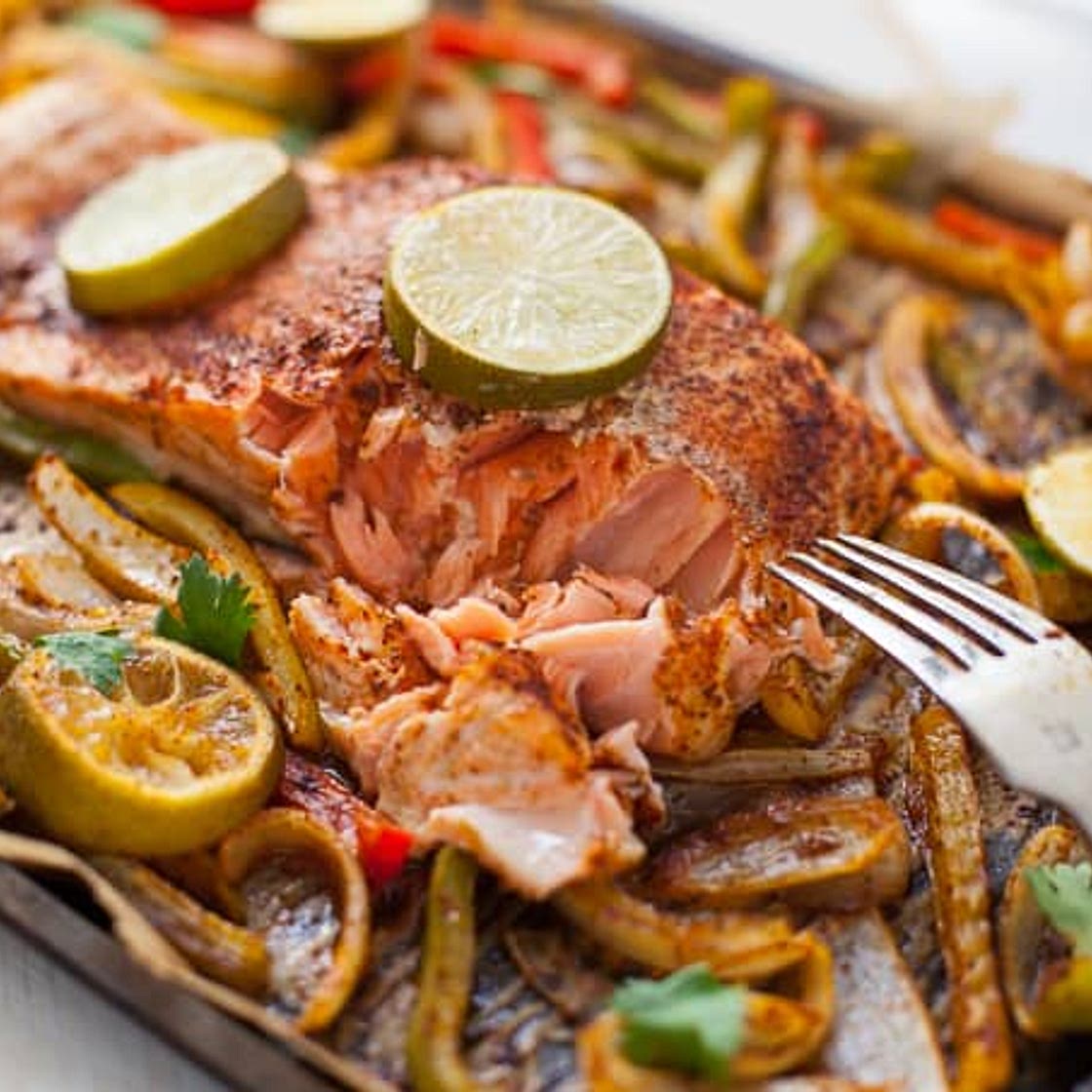Sheet Pan Salmon Fajitas