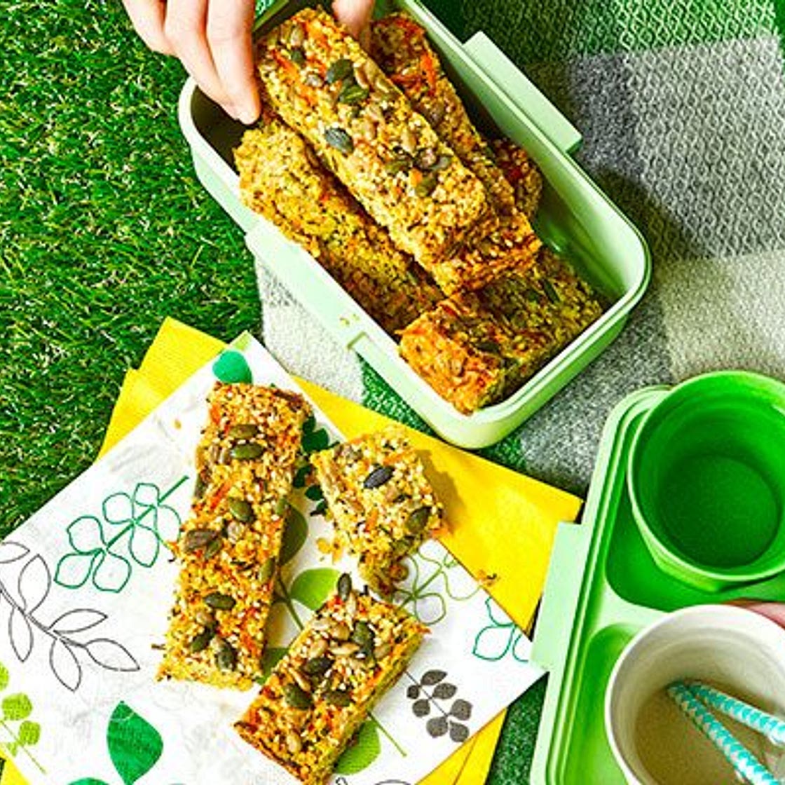 Seeded cheese & chive flapjacks