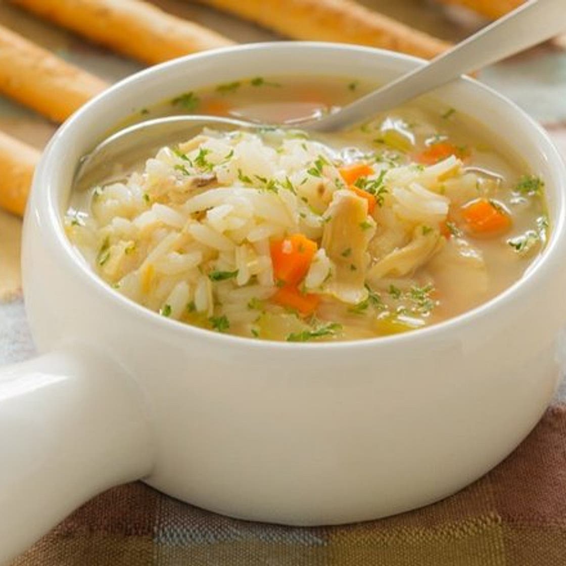 Chicken, rice & veg soup