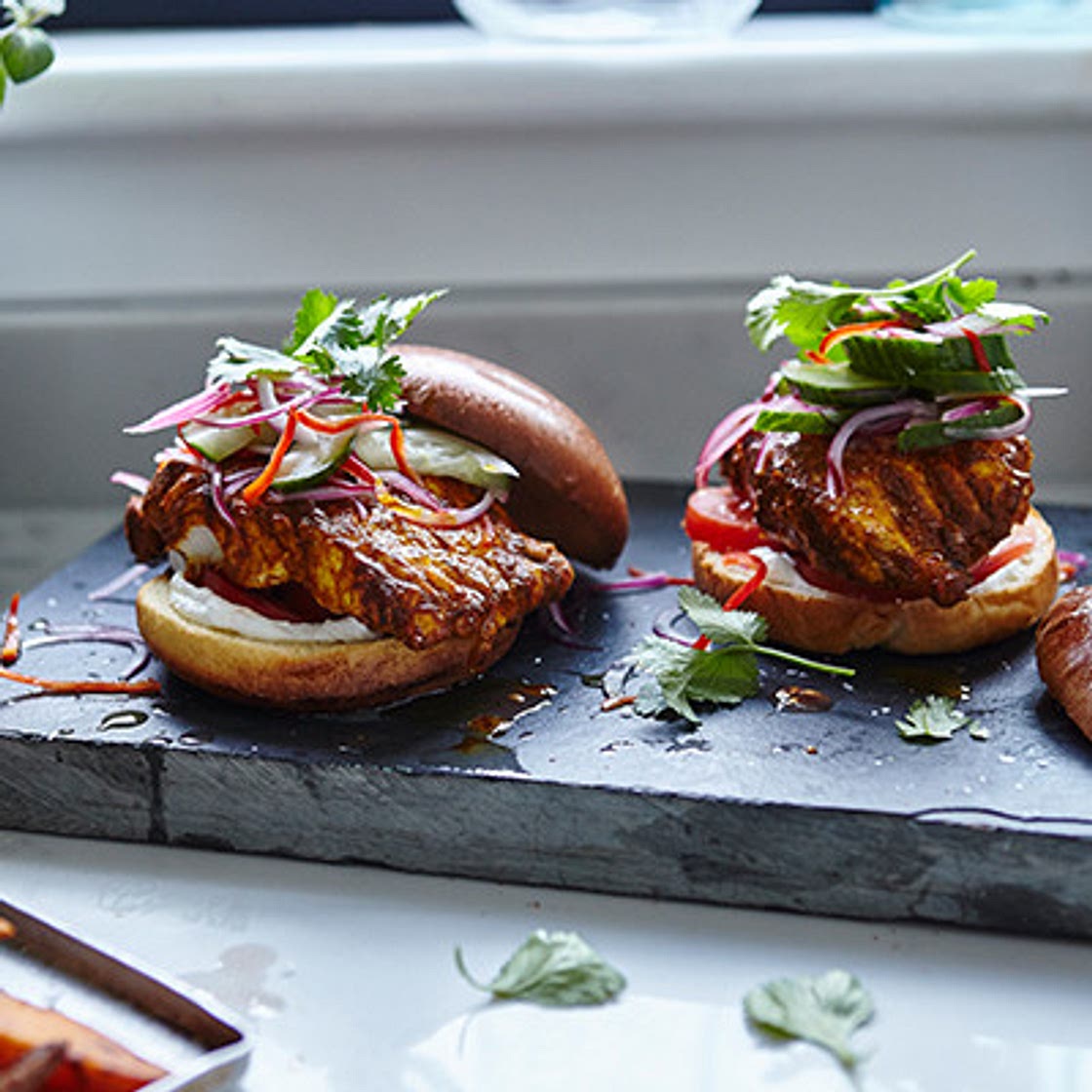 Joe Wicks' Tandoori Cod Burgers with Sweet Potato Fries