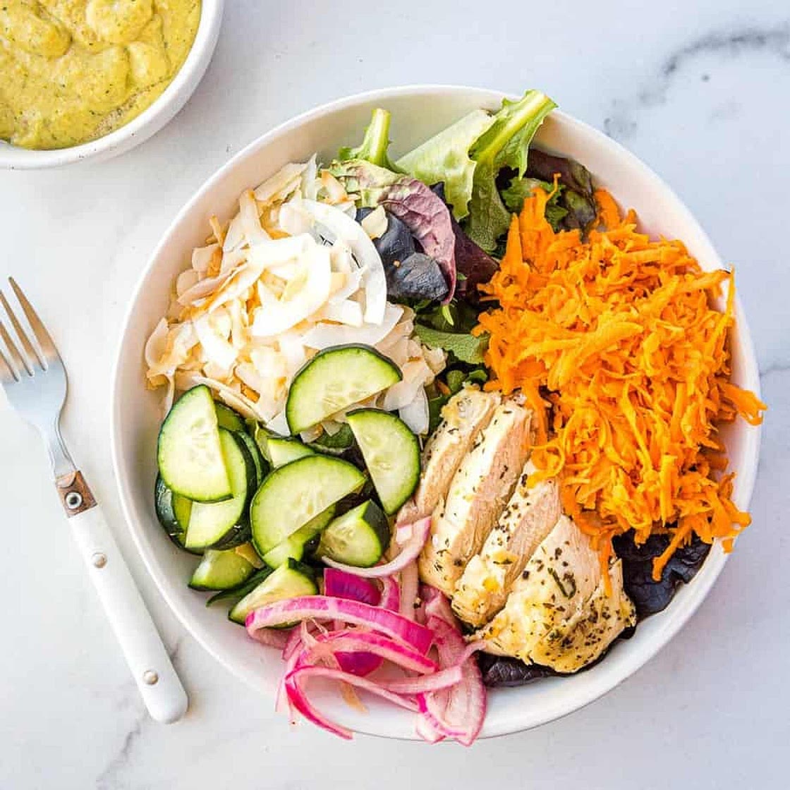 Thai Chicken Salad with Mango Dressing (Paleo, Whole30, AIP)