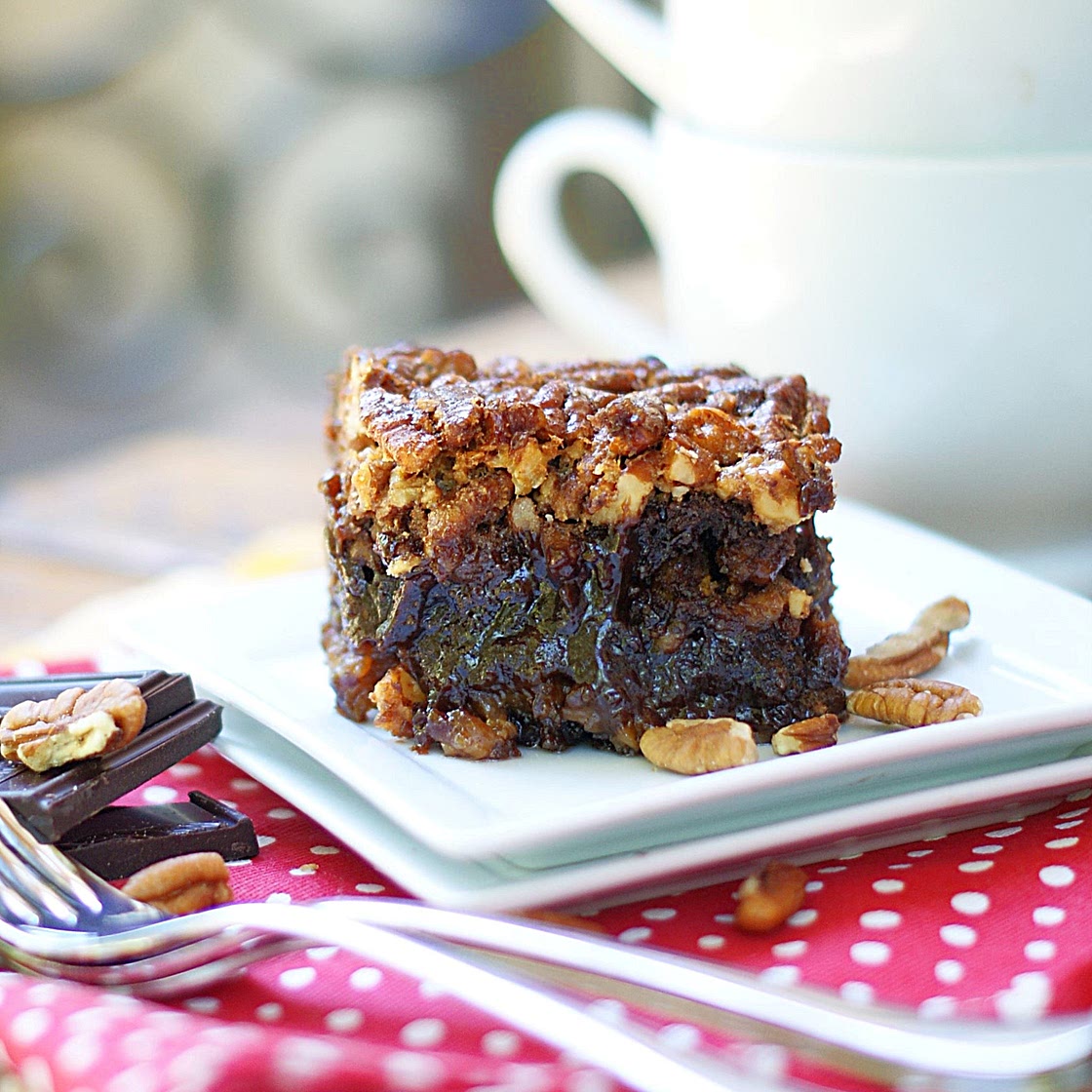 Gooey Black Bottom Pecan Pie Brownies