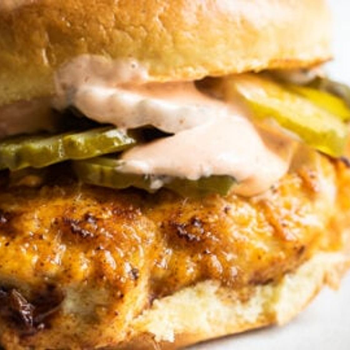 Air Fryer Chicken Sandwich with Sriracha Mayo