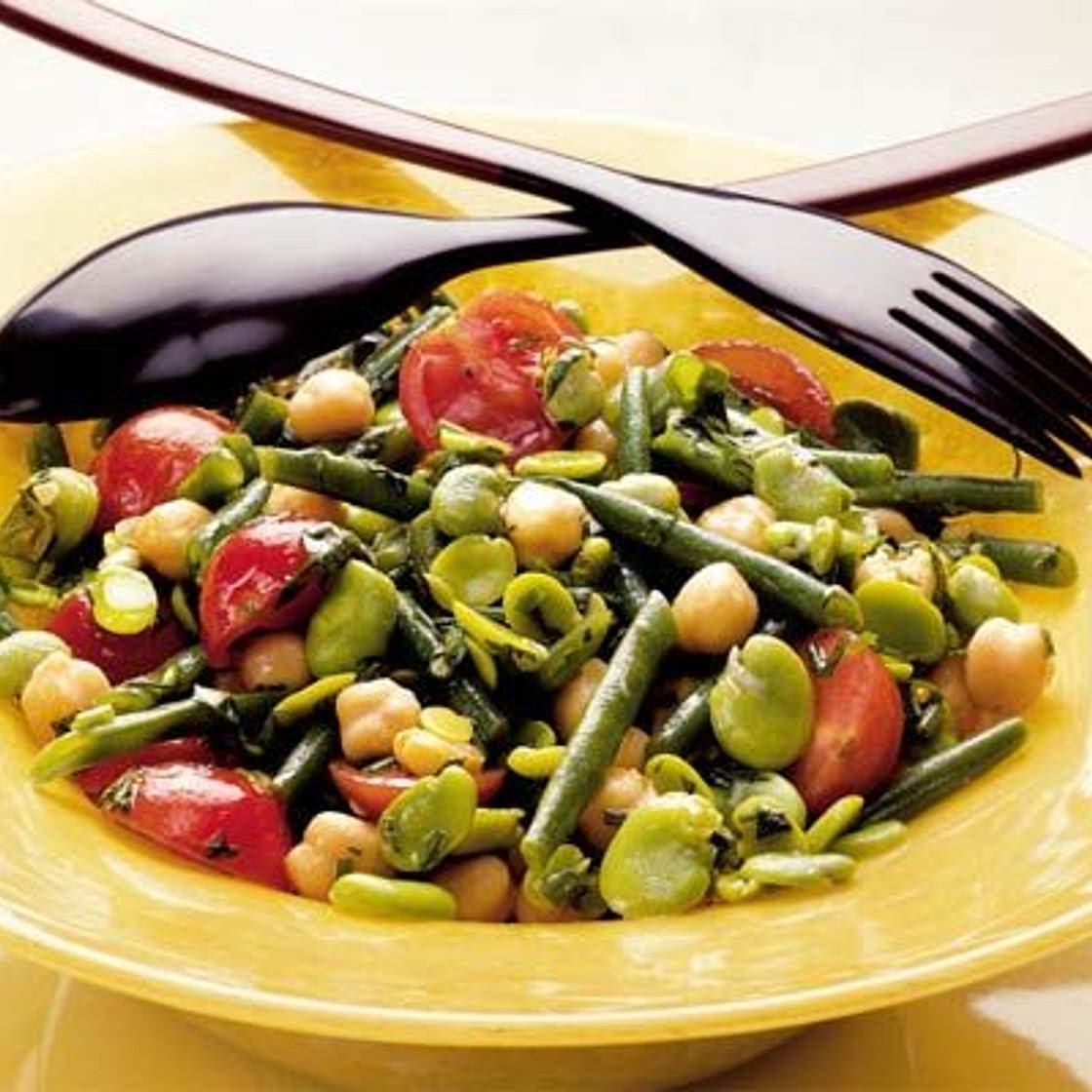 Two bean, chickpea & tomato salad