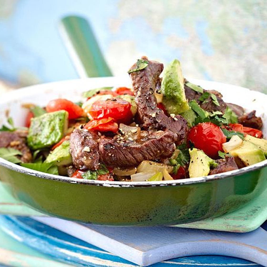Steak-Pfanne mit Avocado