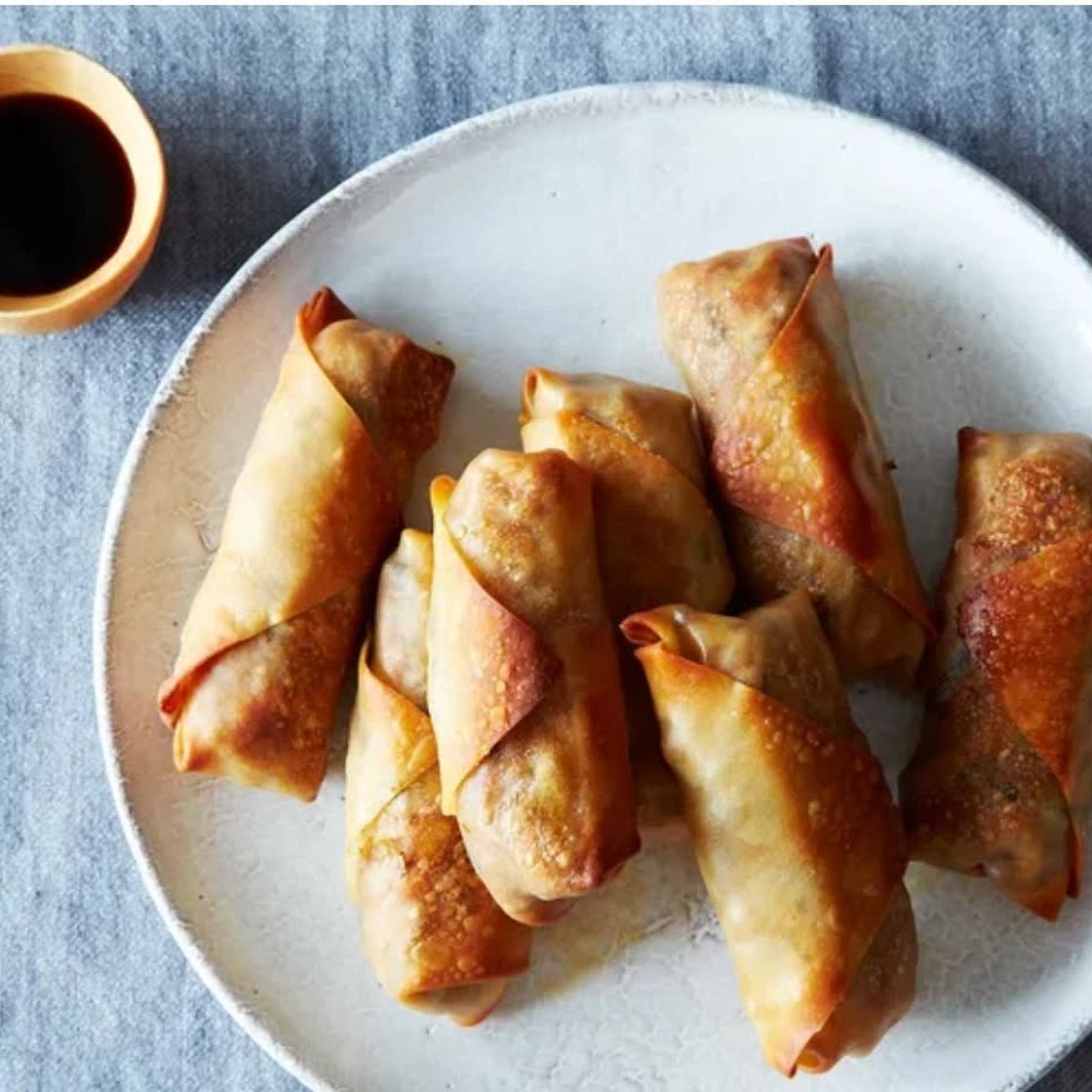 Baked tofu and vegetable egg roles