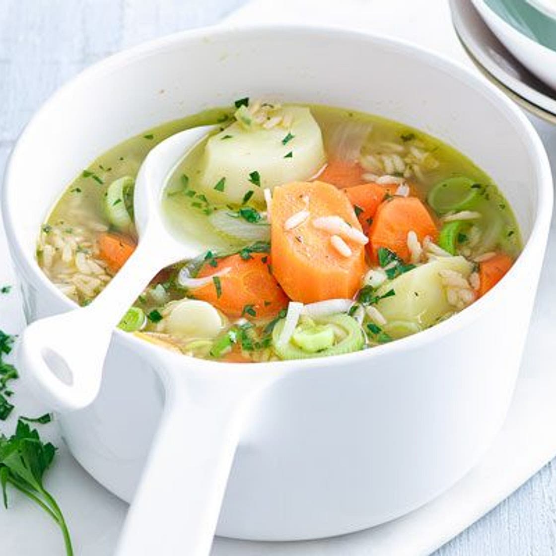 Chunky vegetable & brown rice soup