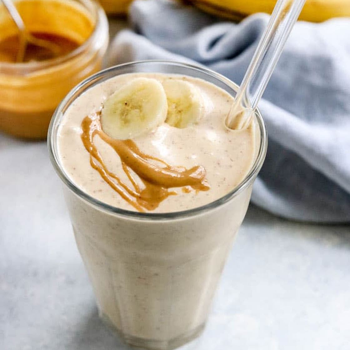 Almond butter banana protein smoothie