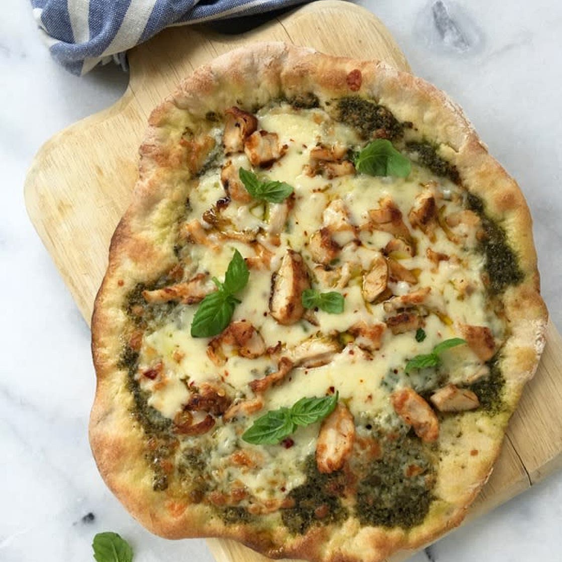 Naan Chicken Pesto Pizzas