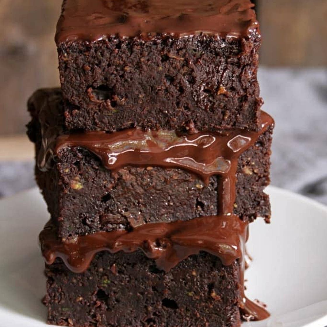 Zucchini Brownies with Chocolate Glaze