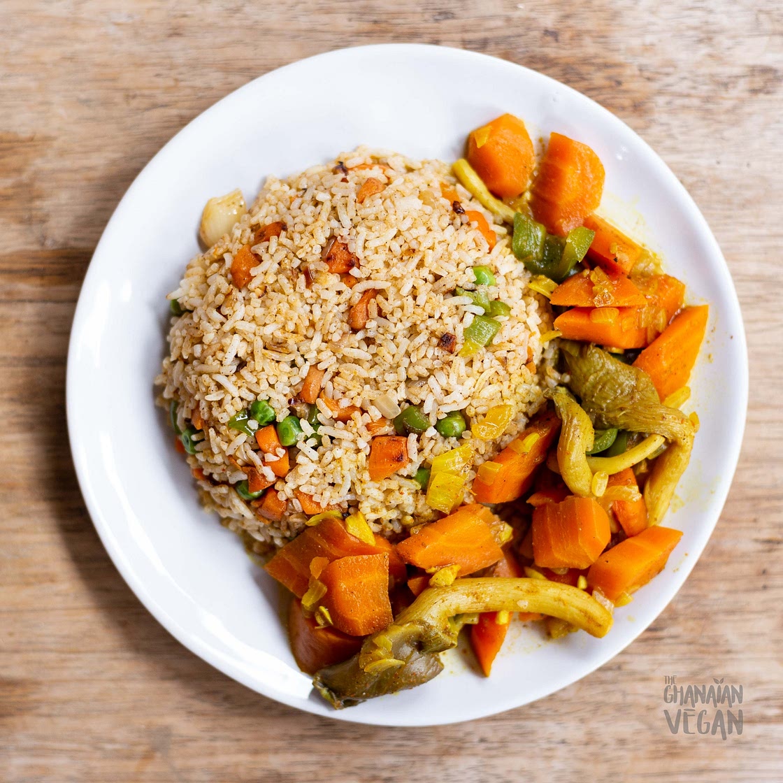 Vegan Fried Rice with Mushroom Sauce