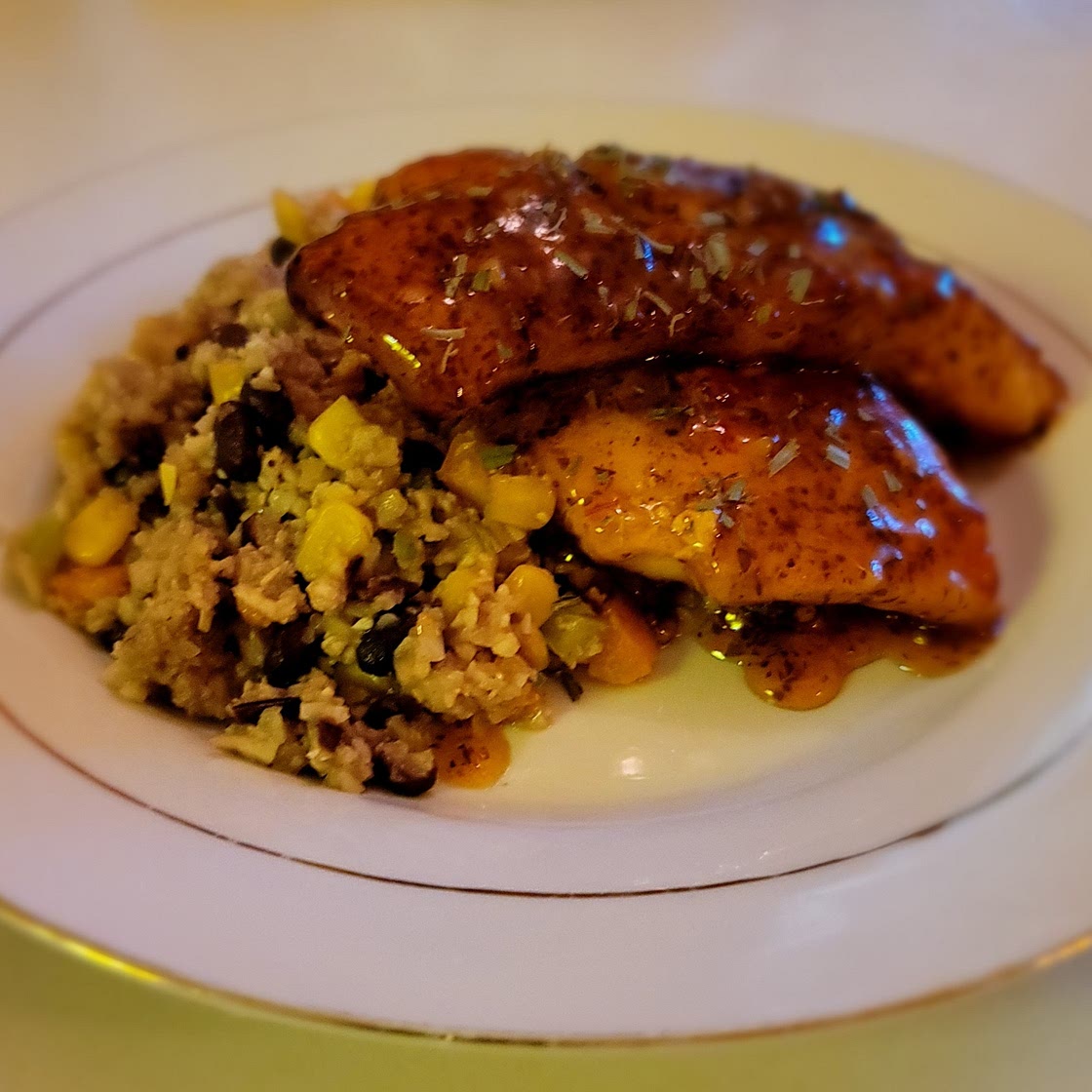 Cauliflower Cous Cous and Grilled Talapia W/ Sweet Chili Sauce