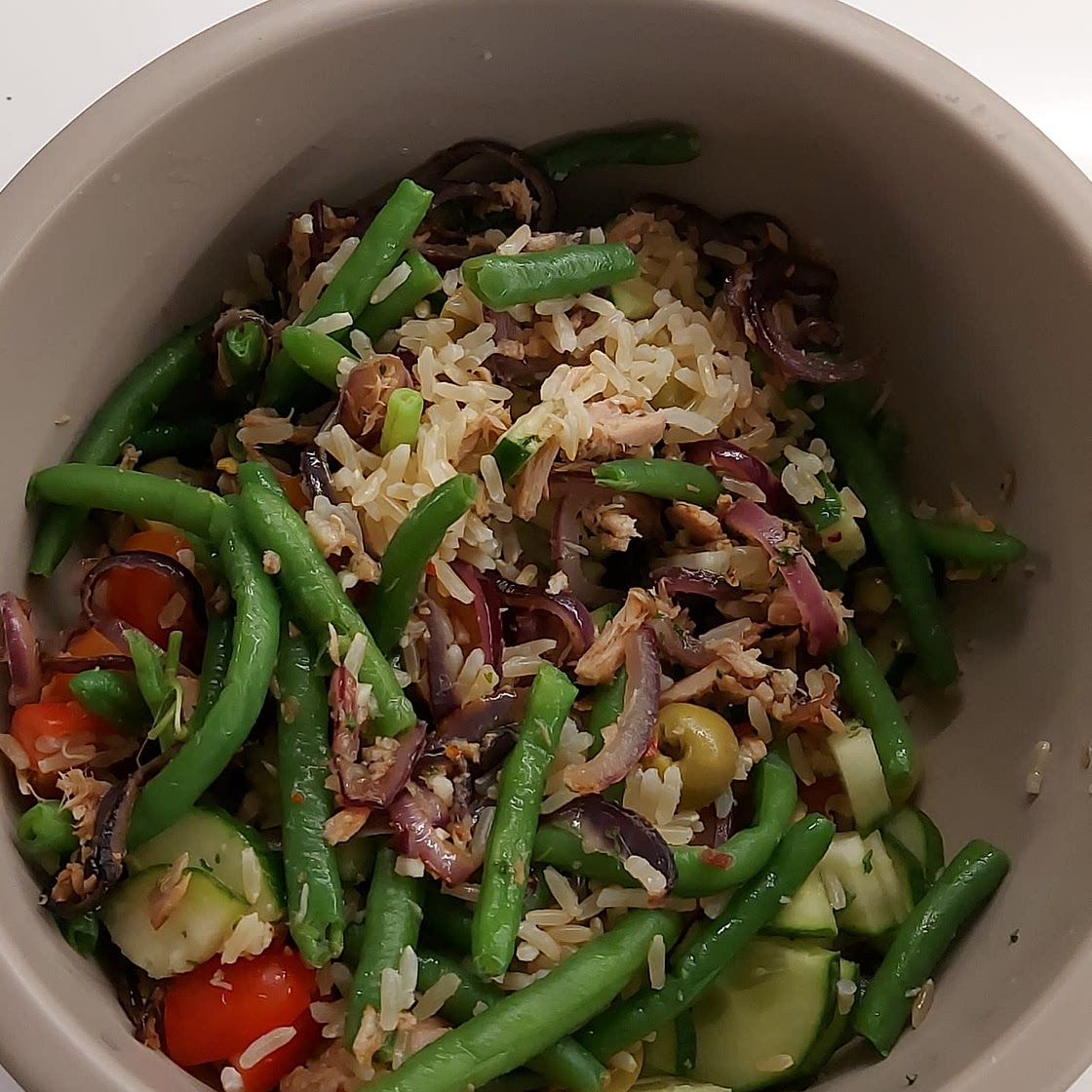Lemon Rice Salad with Tuna and Green Beans