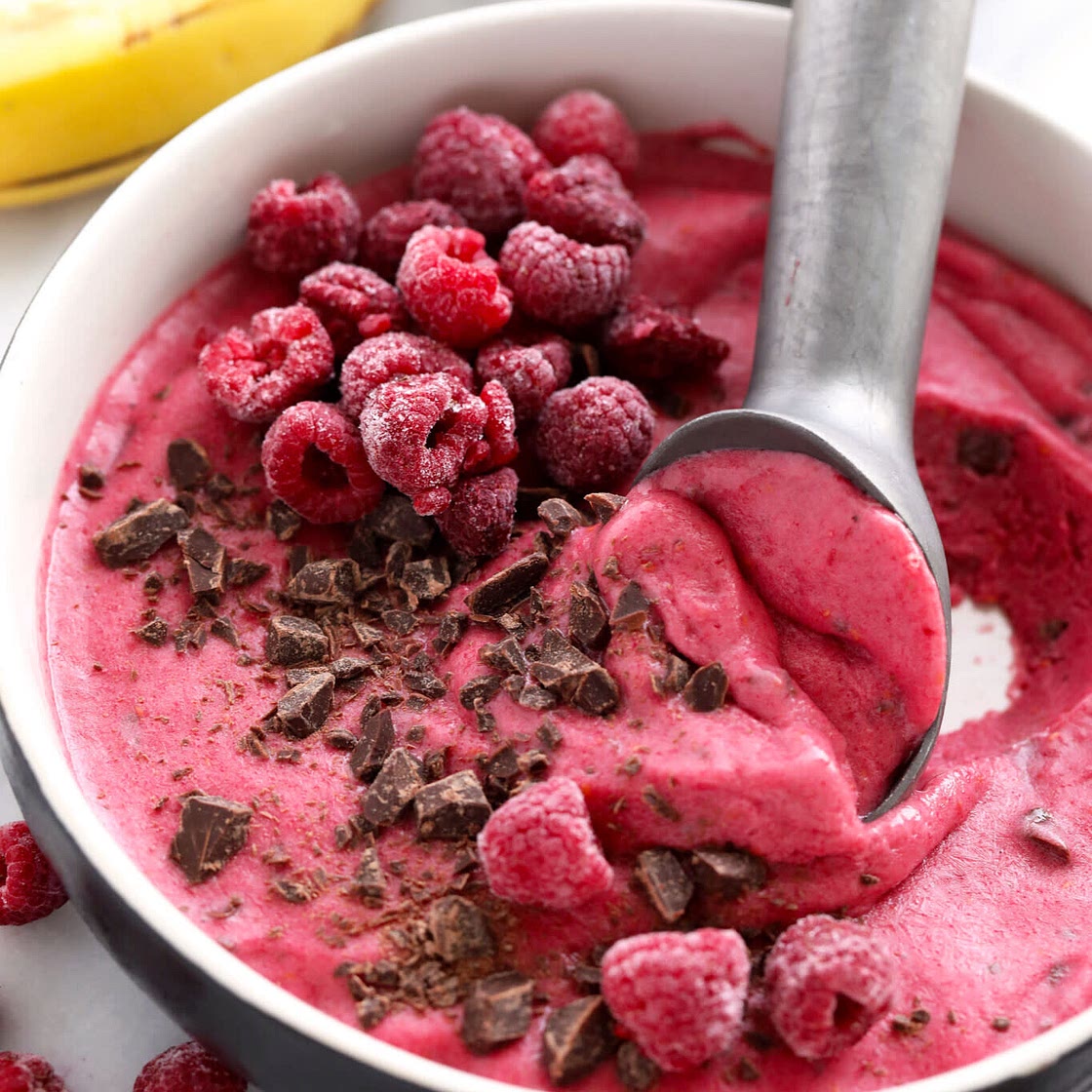 Raspberry Chocolate Chunk Nice Cream