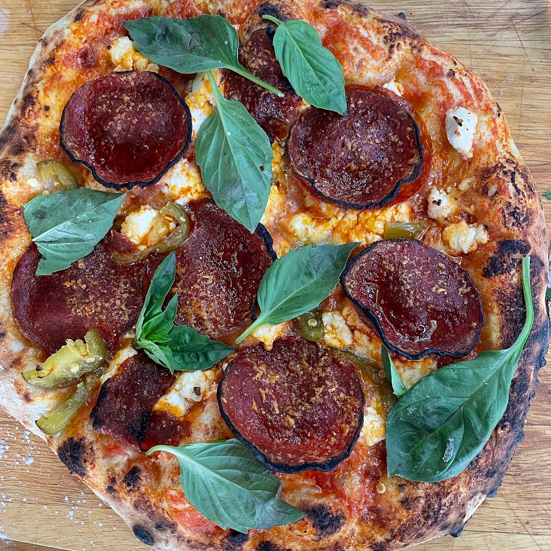 Pepperoni and cherry pepper pizza