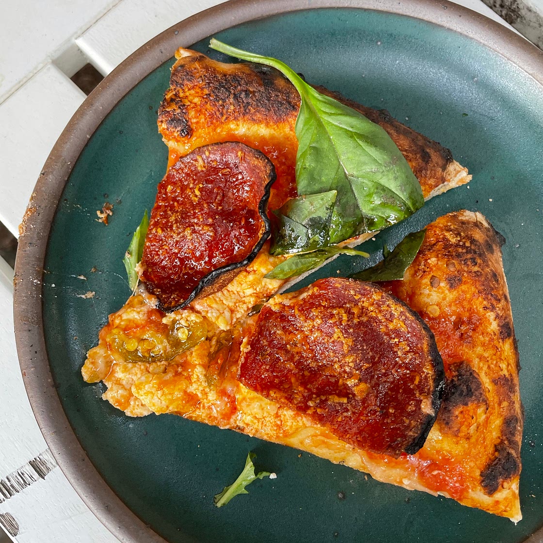 Pepperoni and cherry pepper pizza