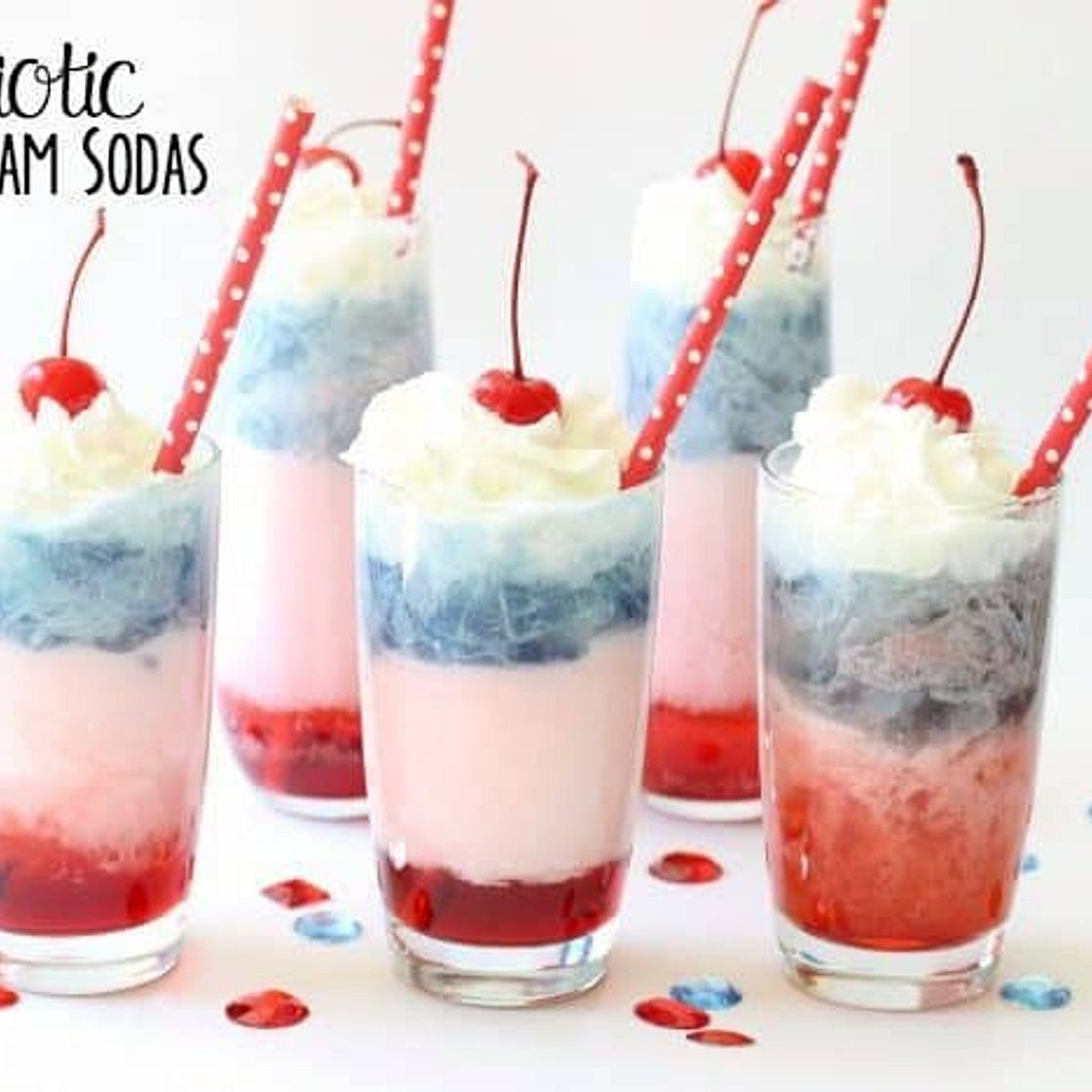 PATRIOTIC RED, WHITE and BLUE ITALIAN CREAM SODAS