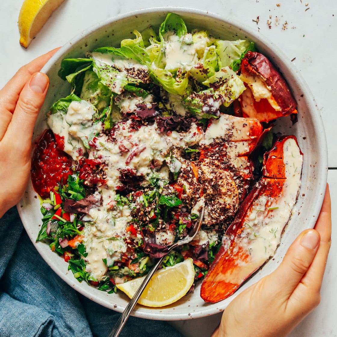 Garlic & Herb Sweet Potato Nourish Bowl