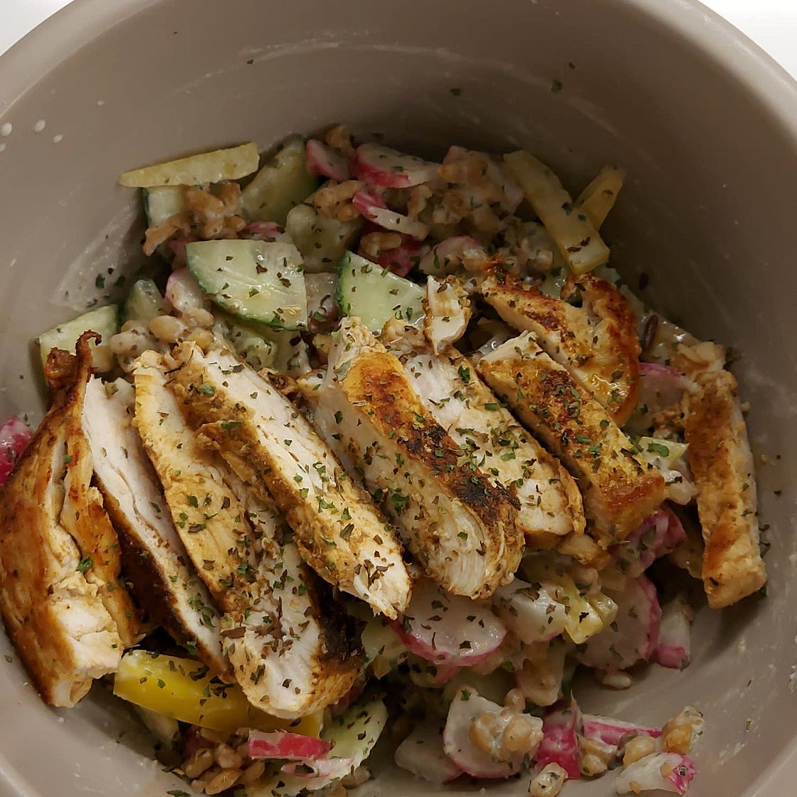 CHICKEN SHAWARMA AND MIXED GRAIN TABBOULEH