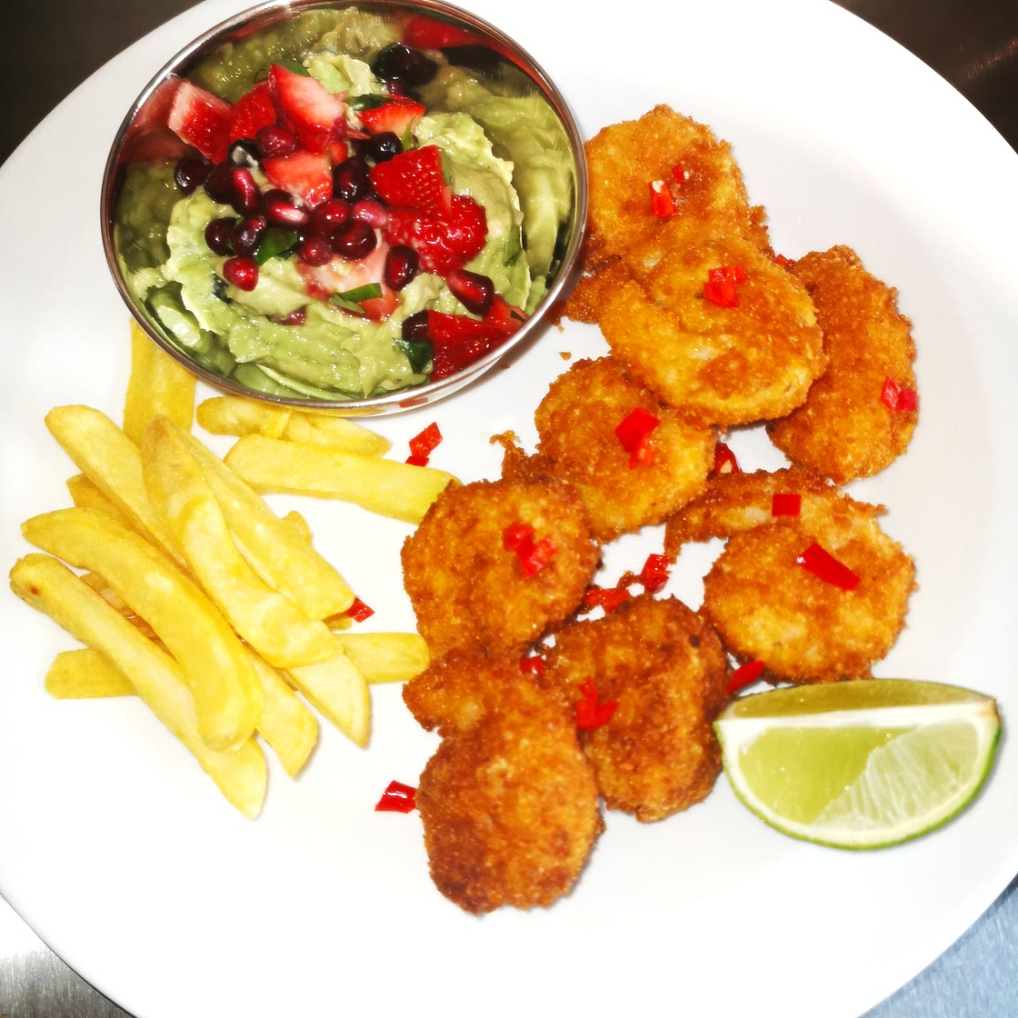 Coconut and cornflakes Shrimp GUACAMOLE
