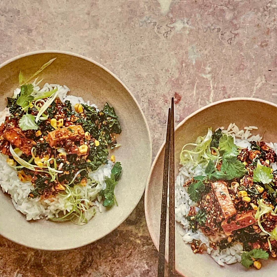 Greens and Caramelized Tofu with XO Sauce