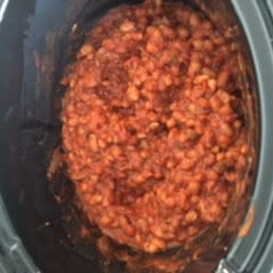 Slow cooked home baked beans