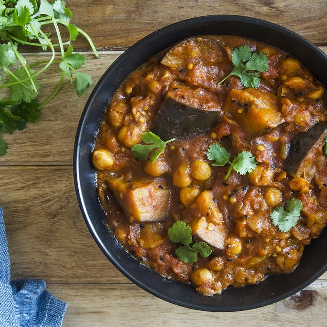 Curry aubergines gingembre miso coriandre