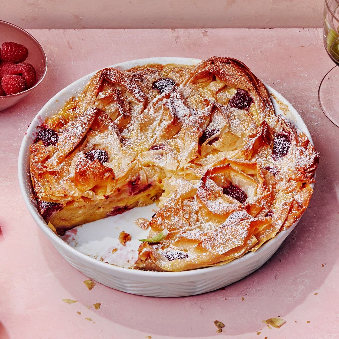 Ruffled Milk Pie With Raspberries