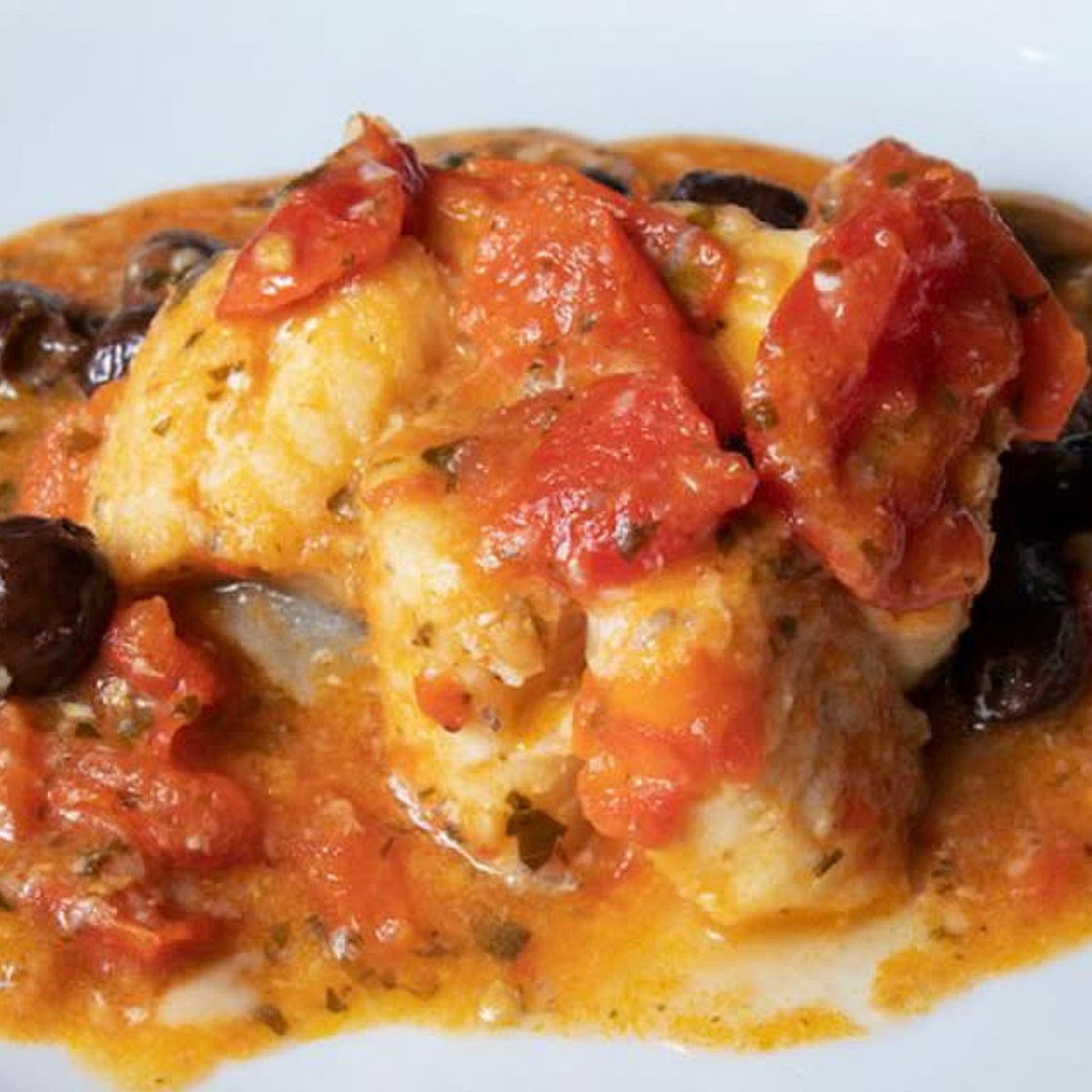 Cod with Puttanesca Sauce