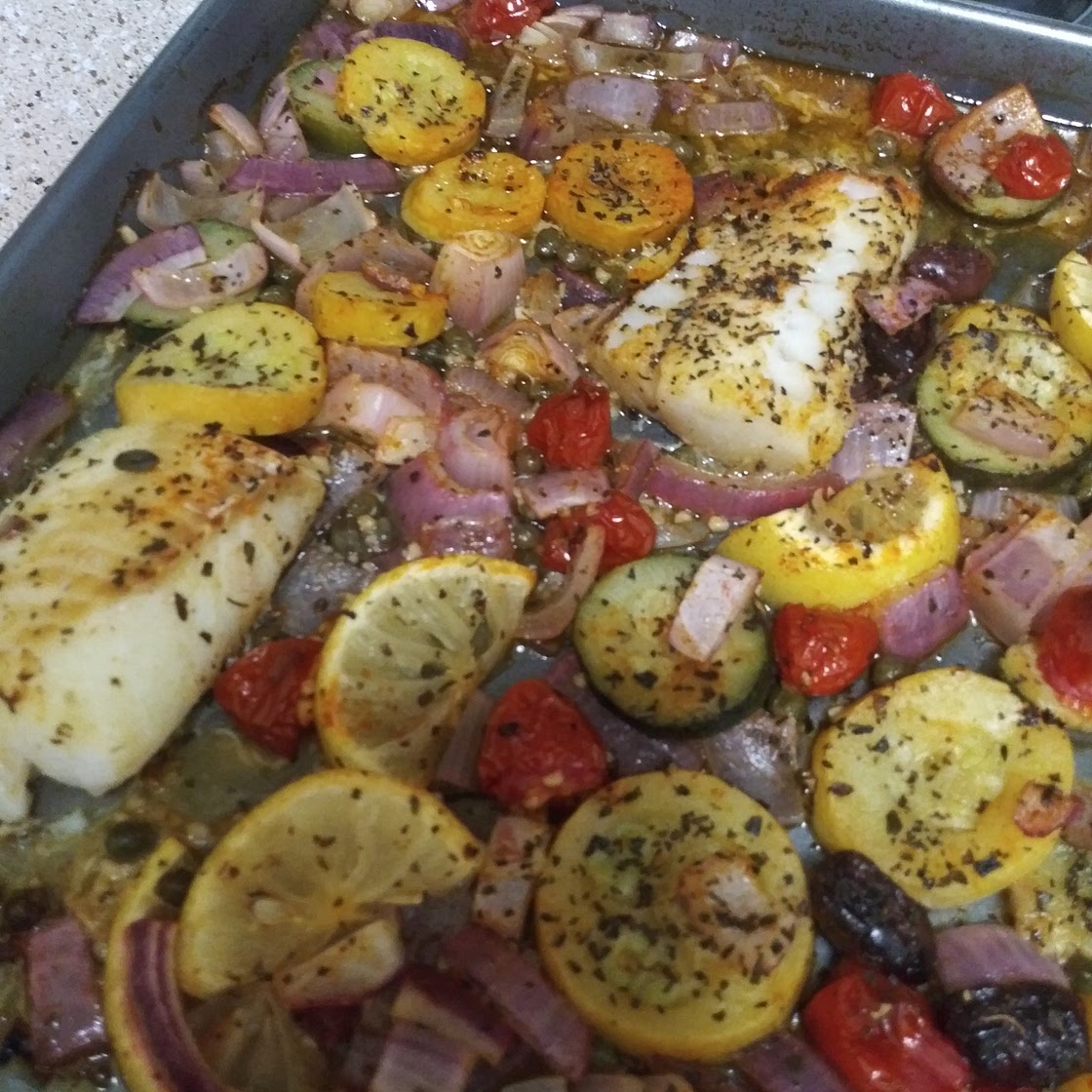 Mediterranean Cod Sheet Pan Dinner