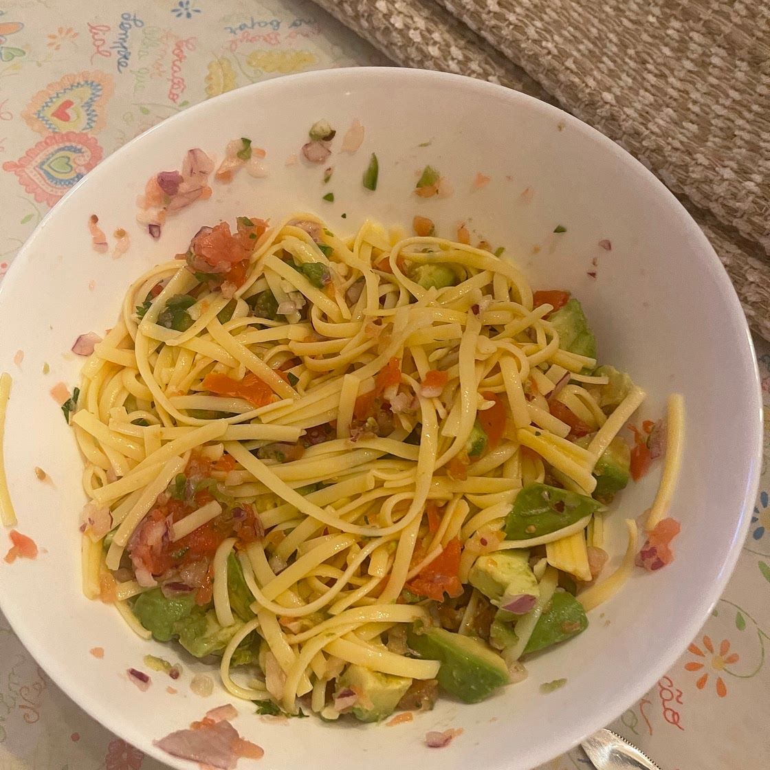 Linguine with Avocado, Tomato & Lime