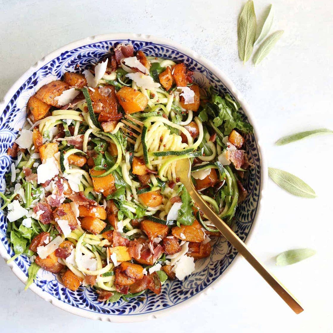 Sage and Bacon Parmesan Zoodles