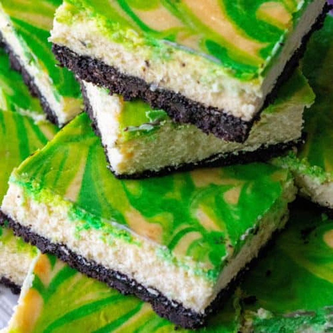 St. Patrick's Day Baileys Cheesecake Bars