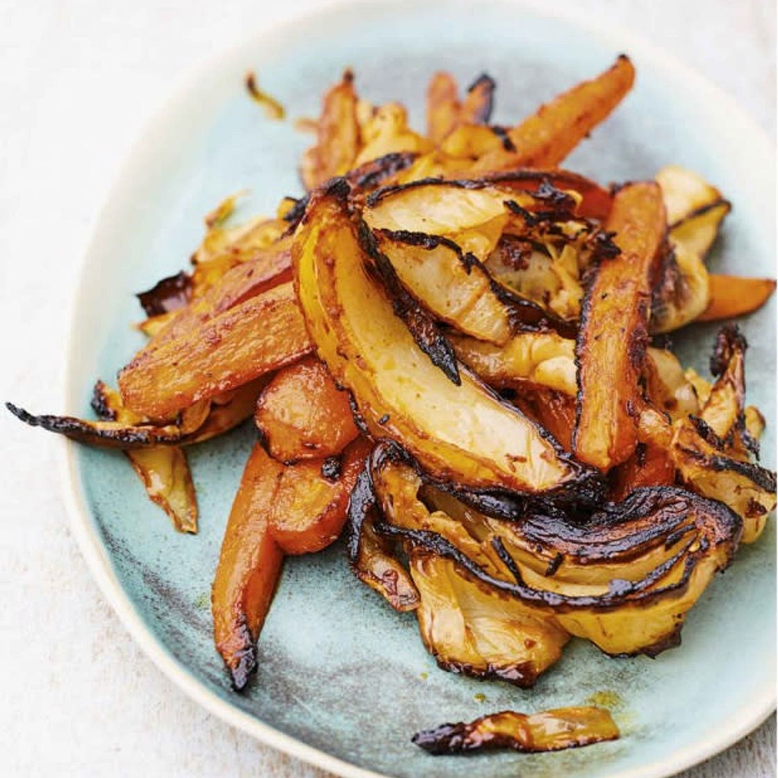 Roasted Carrots and Cabbage with Gochujang