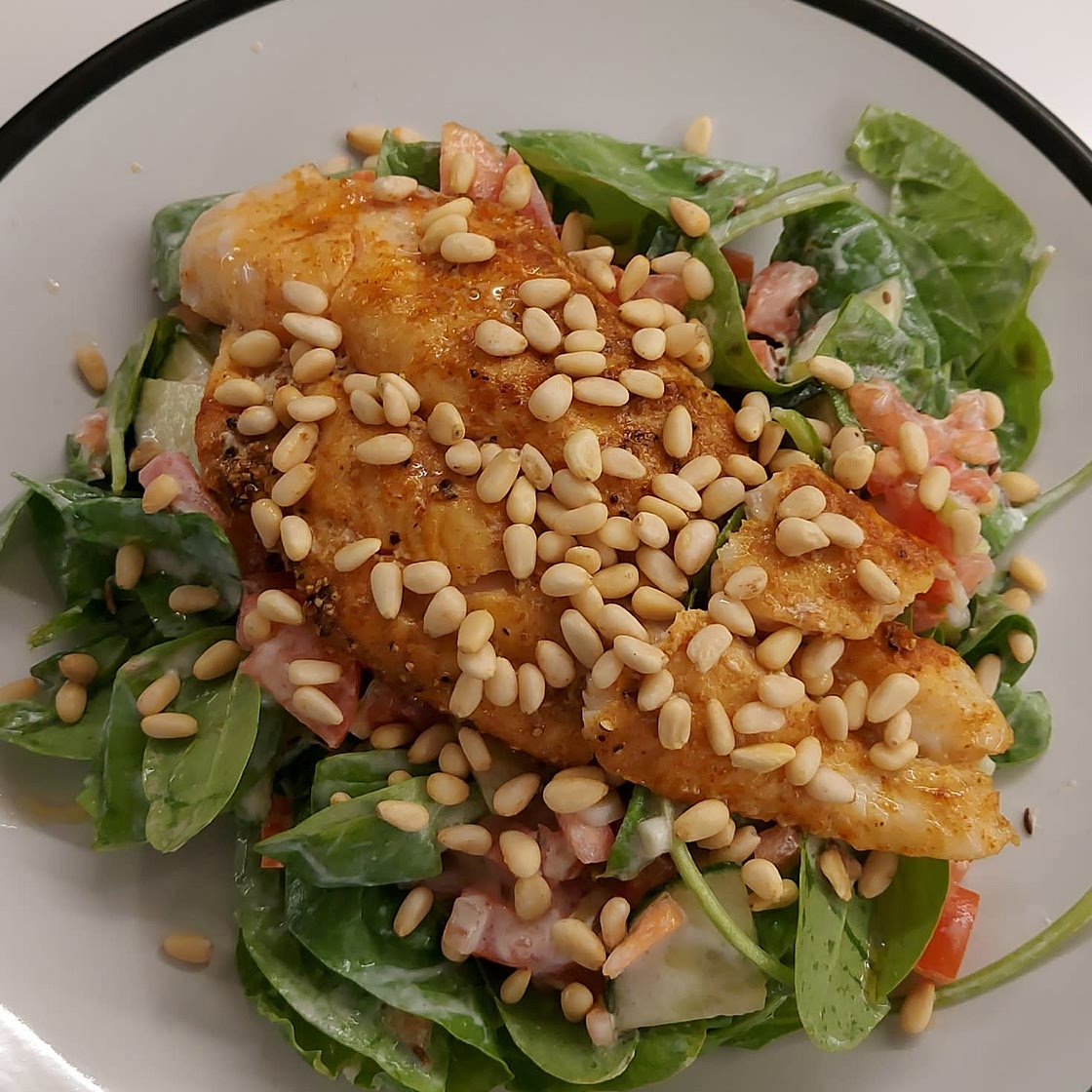 TANDOORI SEA BASS WITH CUCUMBER SALAD
