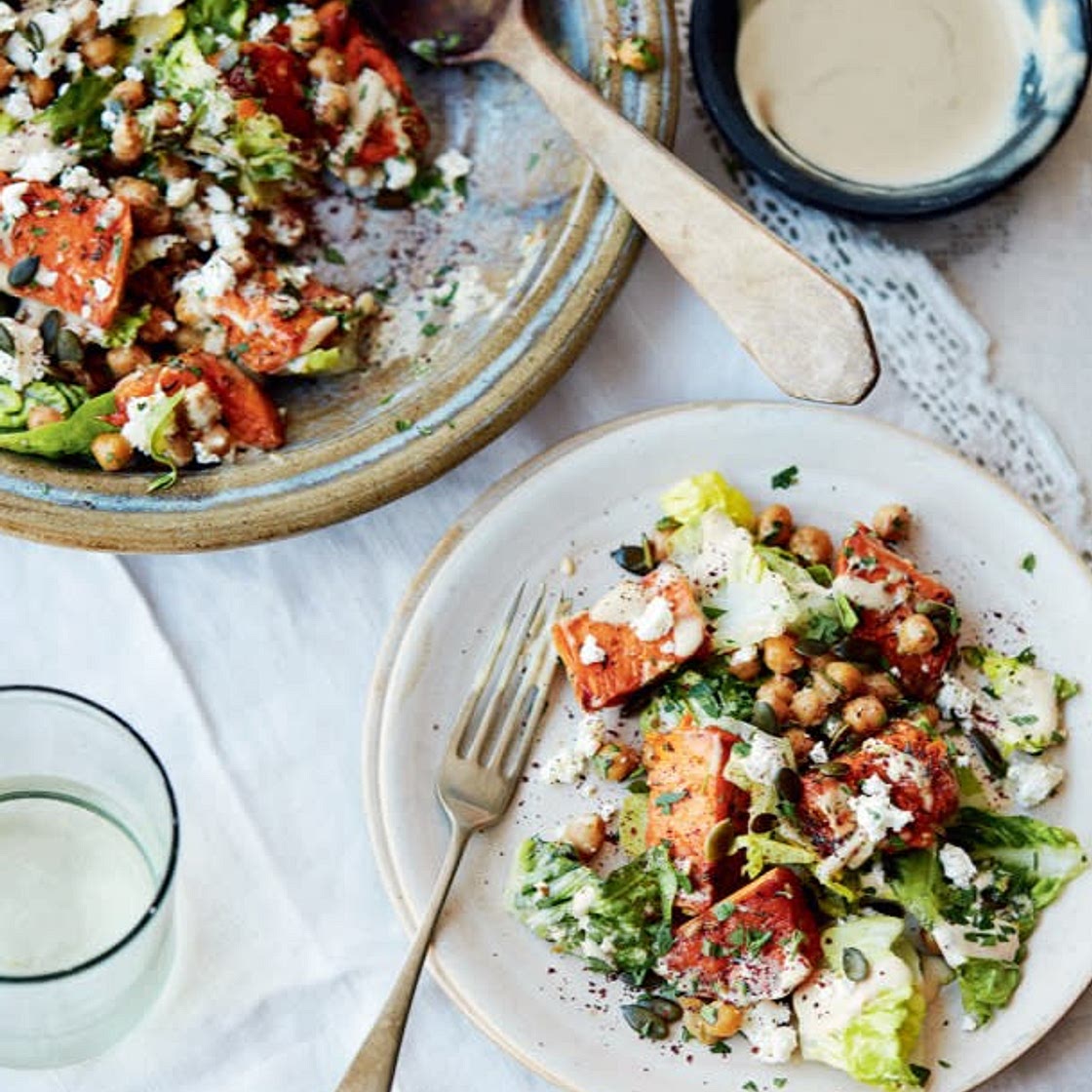 Sweet Potato, Chickpea, and Tahini Salad