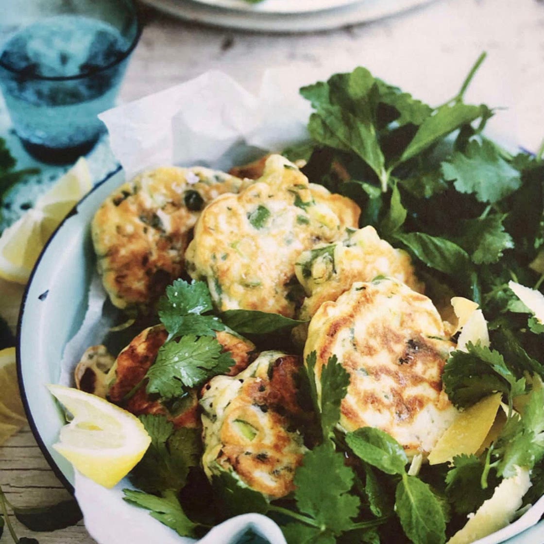 Asparagus Fritters with Herb Salad