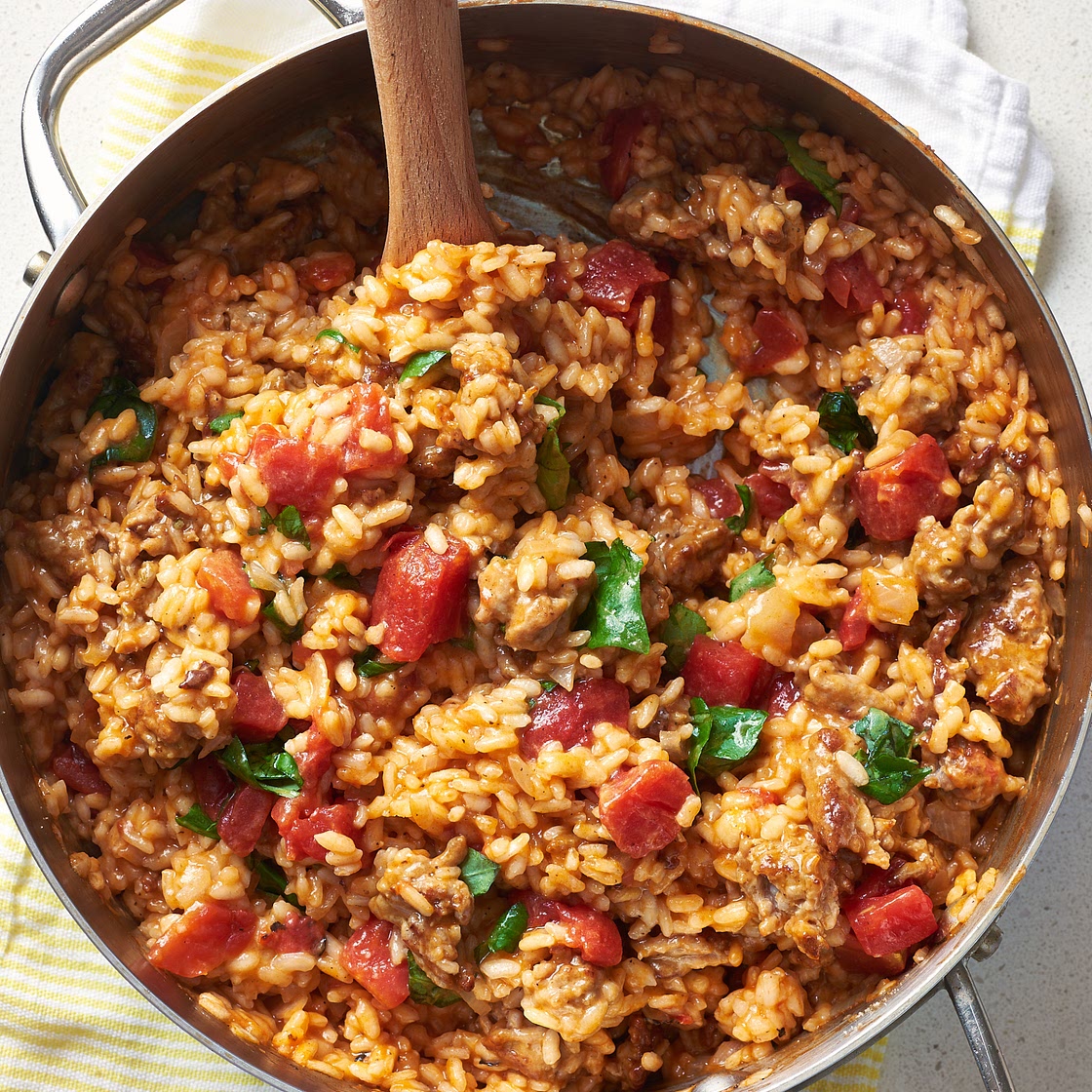 Spicy sausage risotto