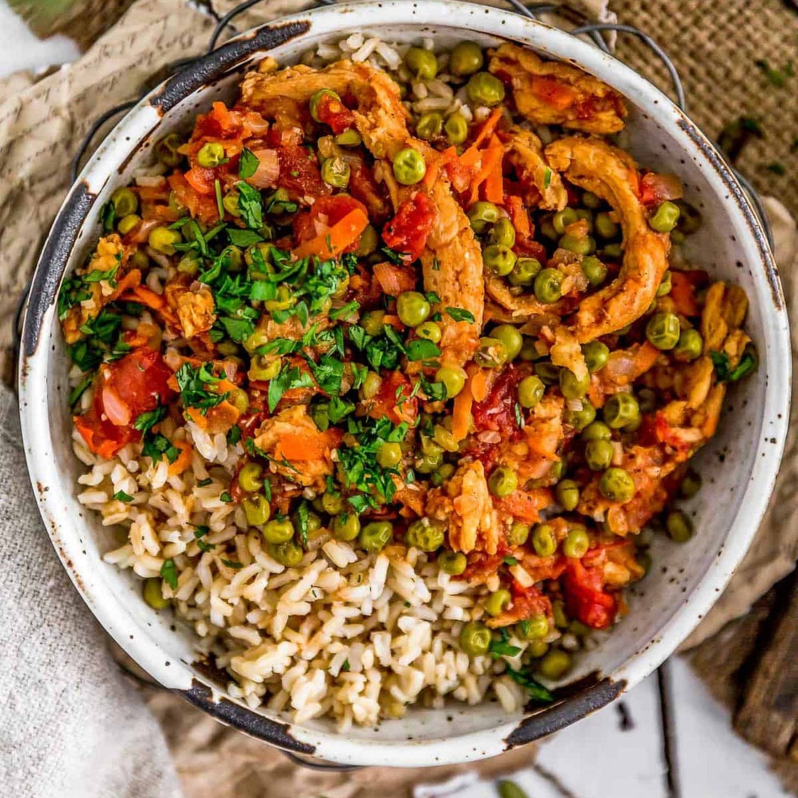 Lebanese Soy Curls and Pea Stew (Bazilla)