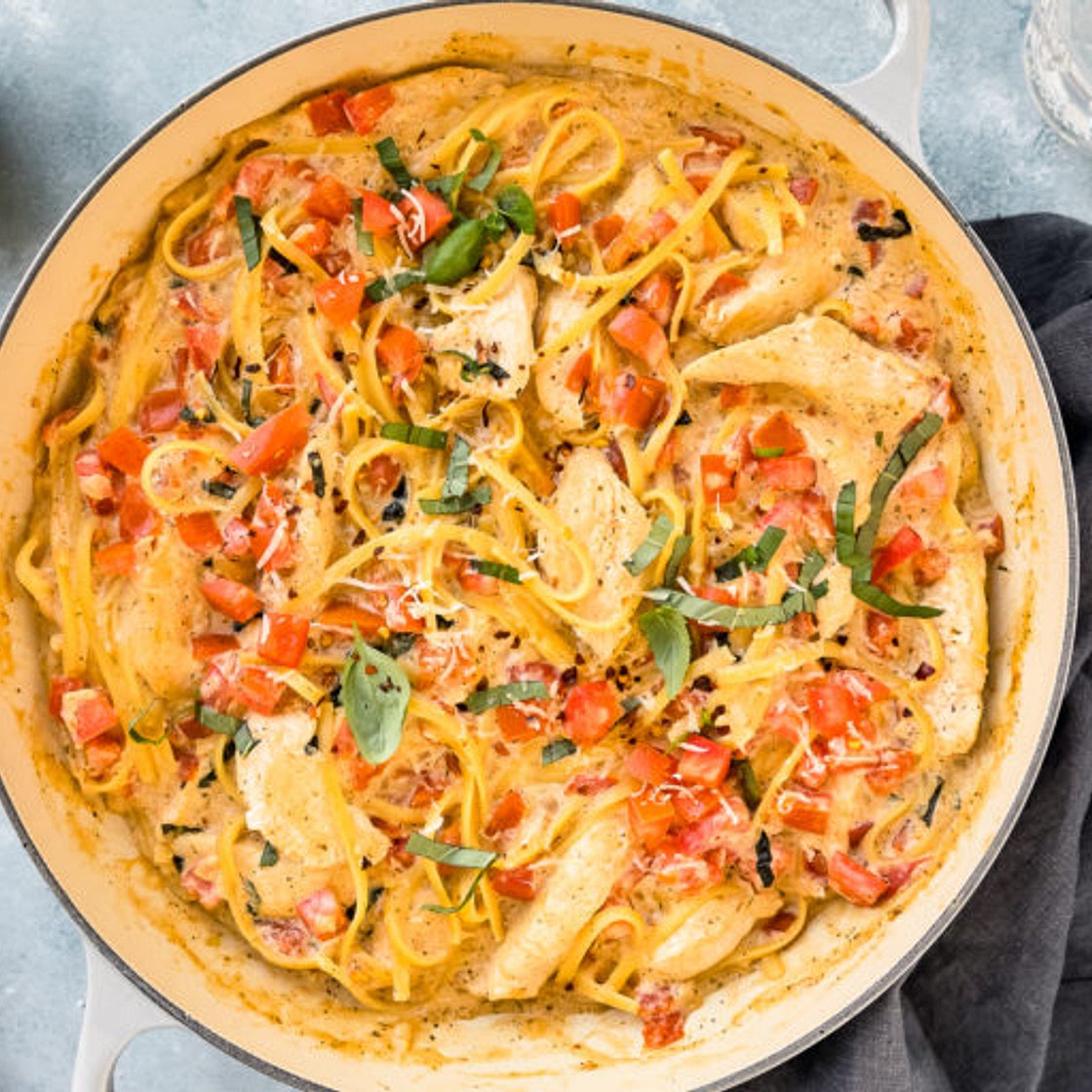 Chicken Margherita Pasta (One Pot Recipe!)
