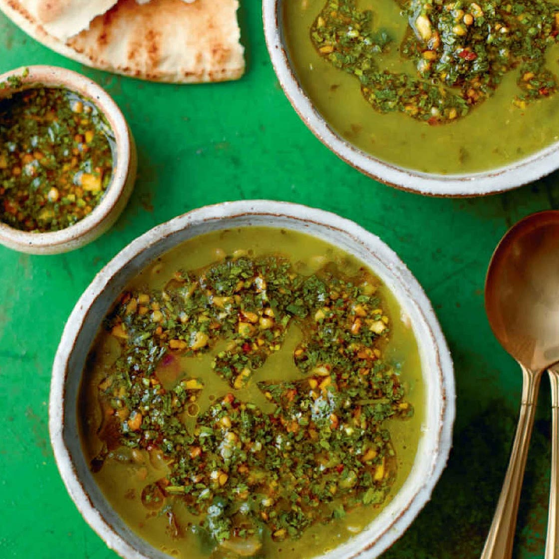 Lentil Soup with Walnut and Coriander Smash