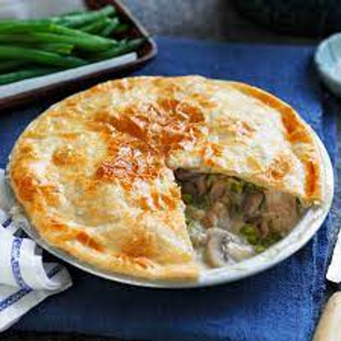 Chicken, leek and mushroom pie