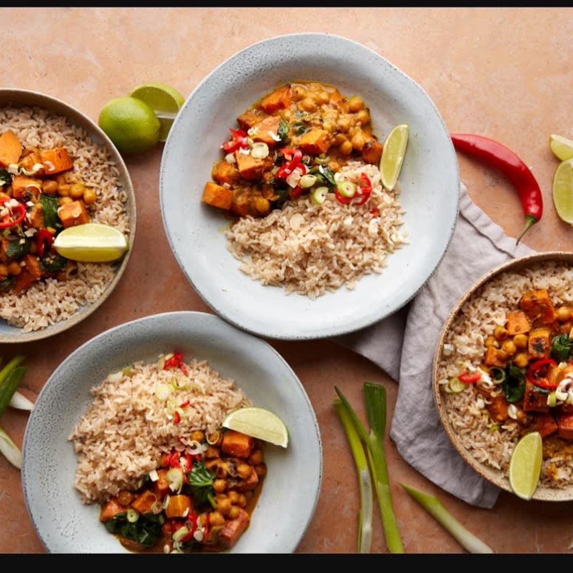 Roasted sweet potato, peanut & chickpea curry