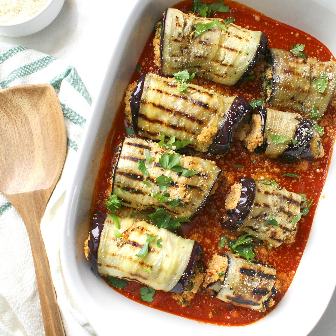 Mediterranean Vegan Eggplant Roll Ups